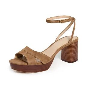 Veronica Beard Drina Brown Suede Block Heel Sandals
